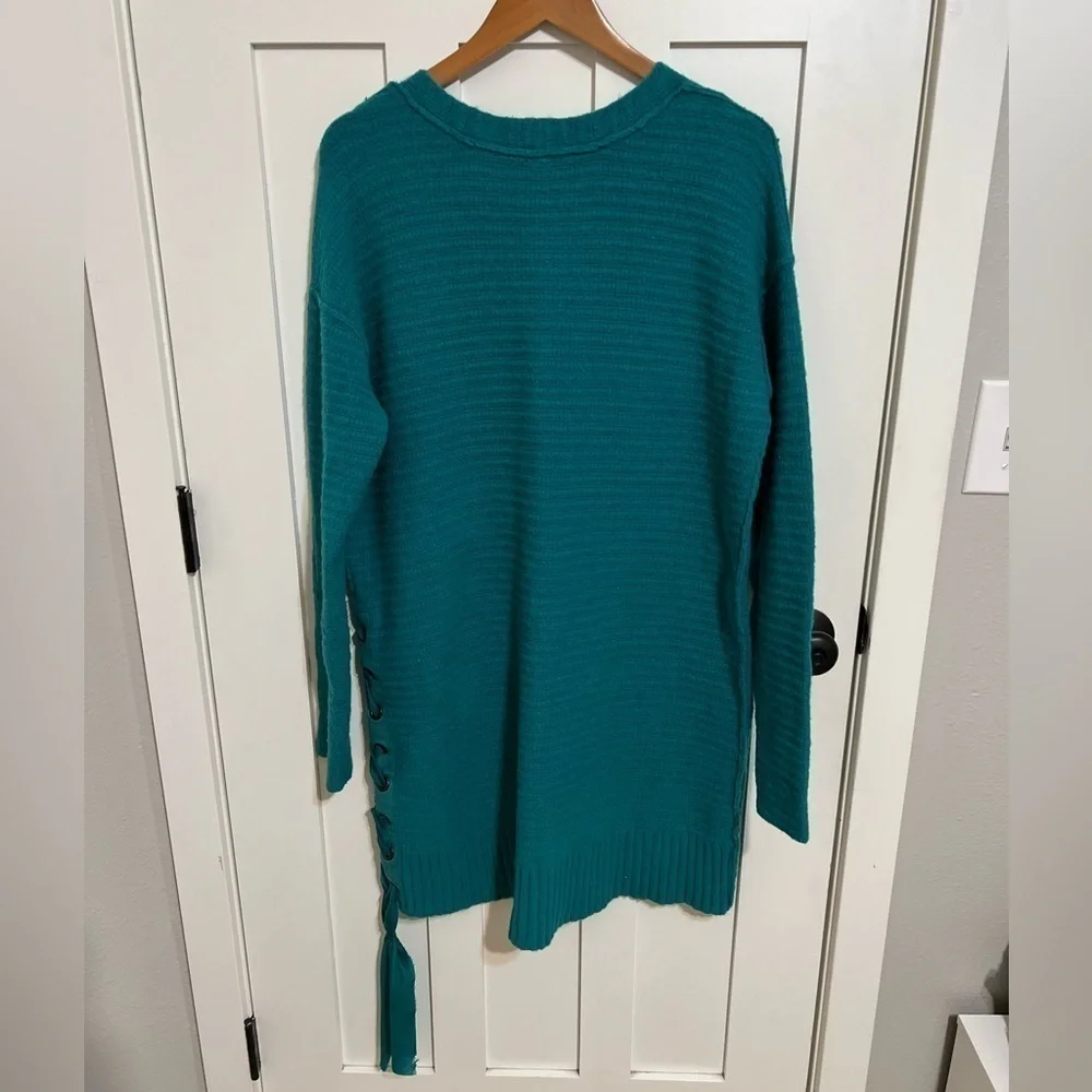 Free People Heart it Laces Sweater Teal Size M